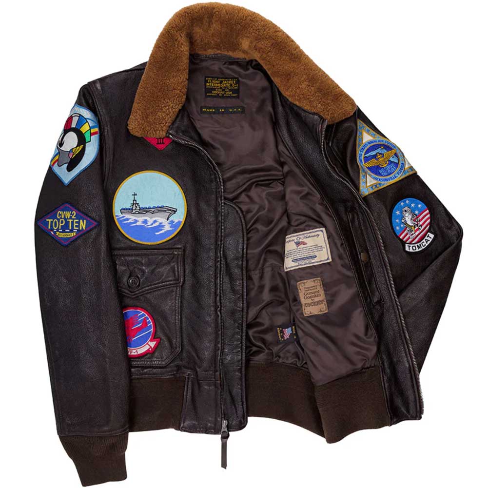 Brown Genuine Leather Jacket - G1 Flight Shearling Leather Bomber Jacket Men by FJackets