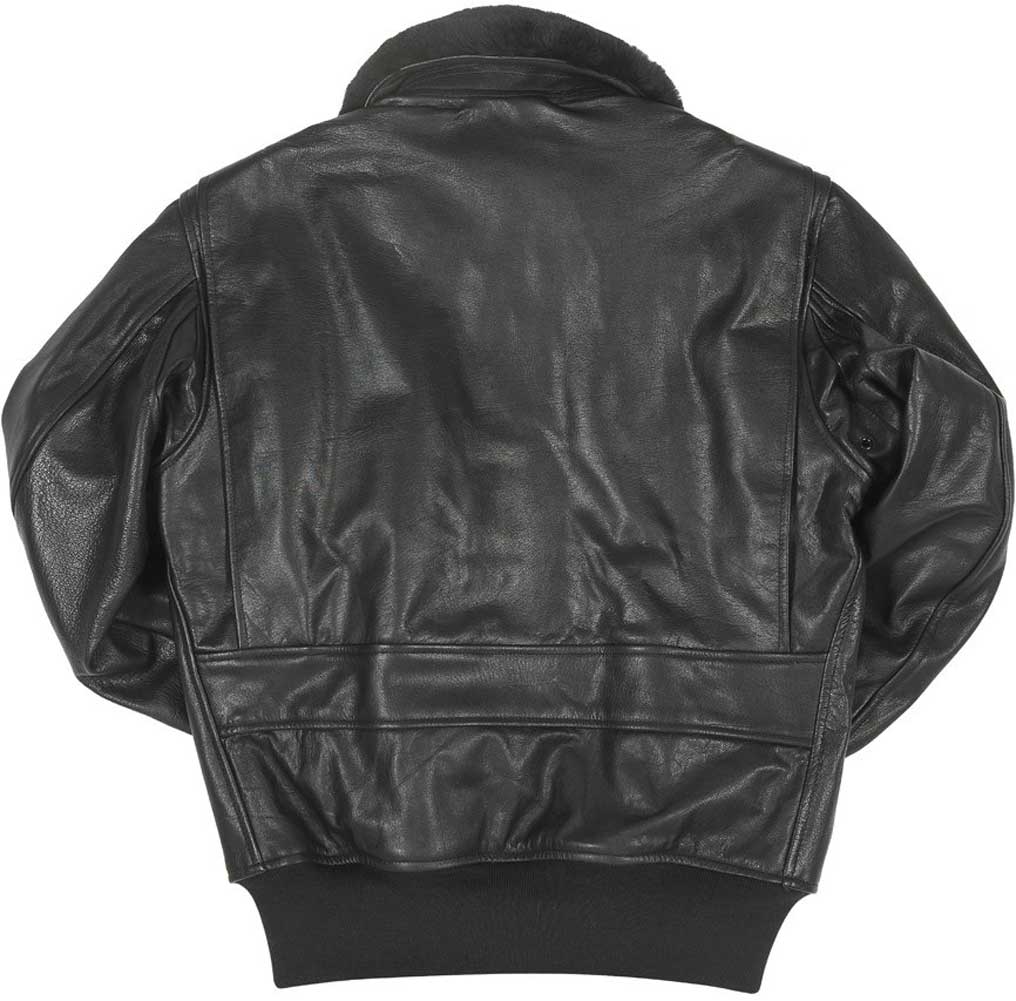 Men's Black Leather Flight Jacket | Mouton Collar Jacket