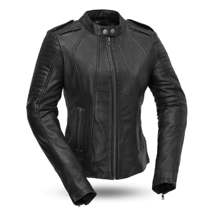Biker Women's Motorcycle Lightweight Leather Jacket - Legendary USA