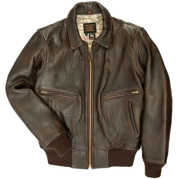 Cockpit USA Mens Modified Raider Leather Flight Jacket - Legendary USA