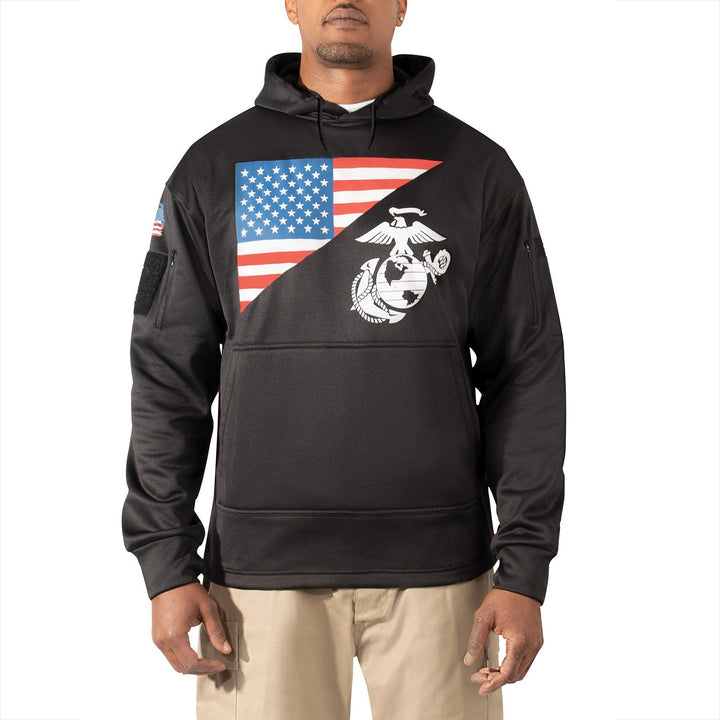 Concealed Carry Hoodie - US Flag / USMC Eagle, Globe, & Anchor (4 Color Choices) - Legendary USA