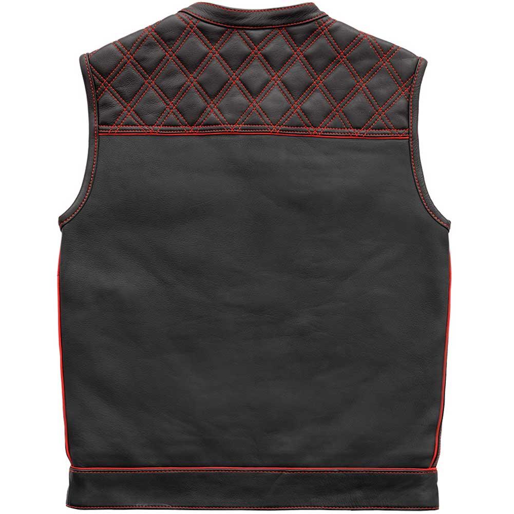 First Mfg Mens Checker Custom Leather Vest - Legendary USA