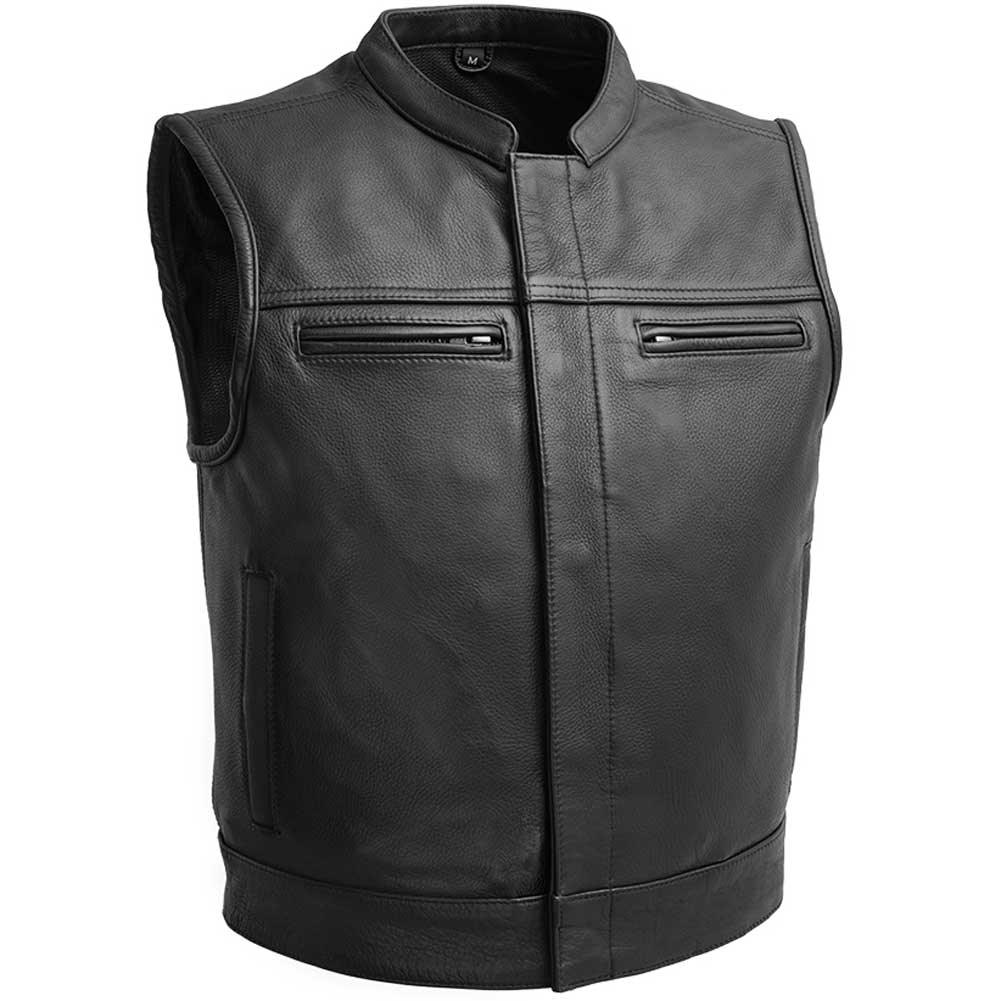 First Mfg Mens Lowrider-LTR Cropped Leather Vest - Legendary USA