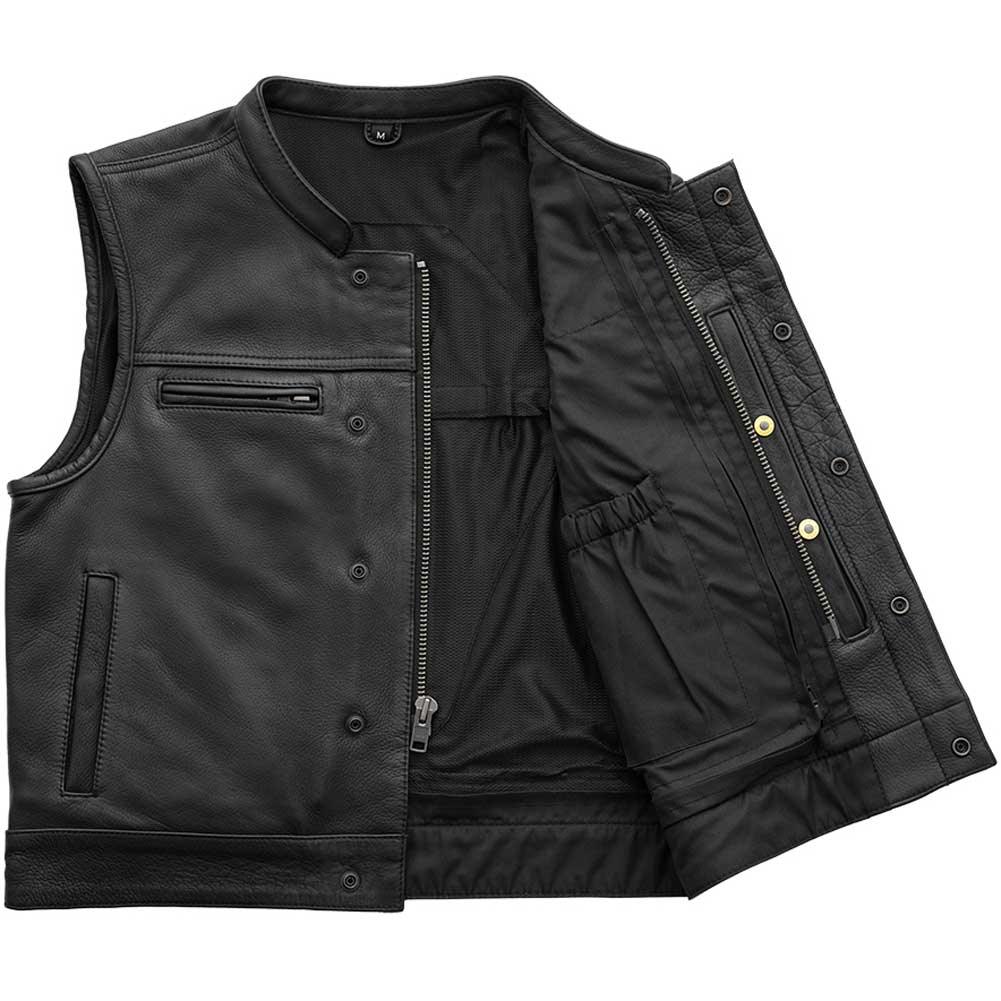 First Mfg Mens Lowrider-LTR Cropped Leather Vest - Legendary USA