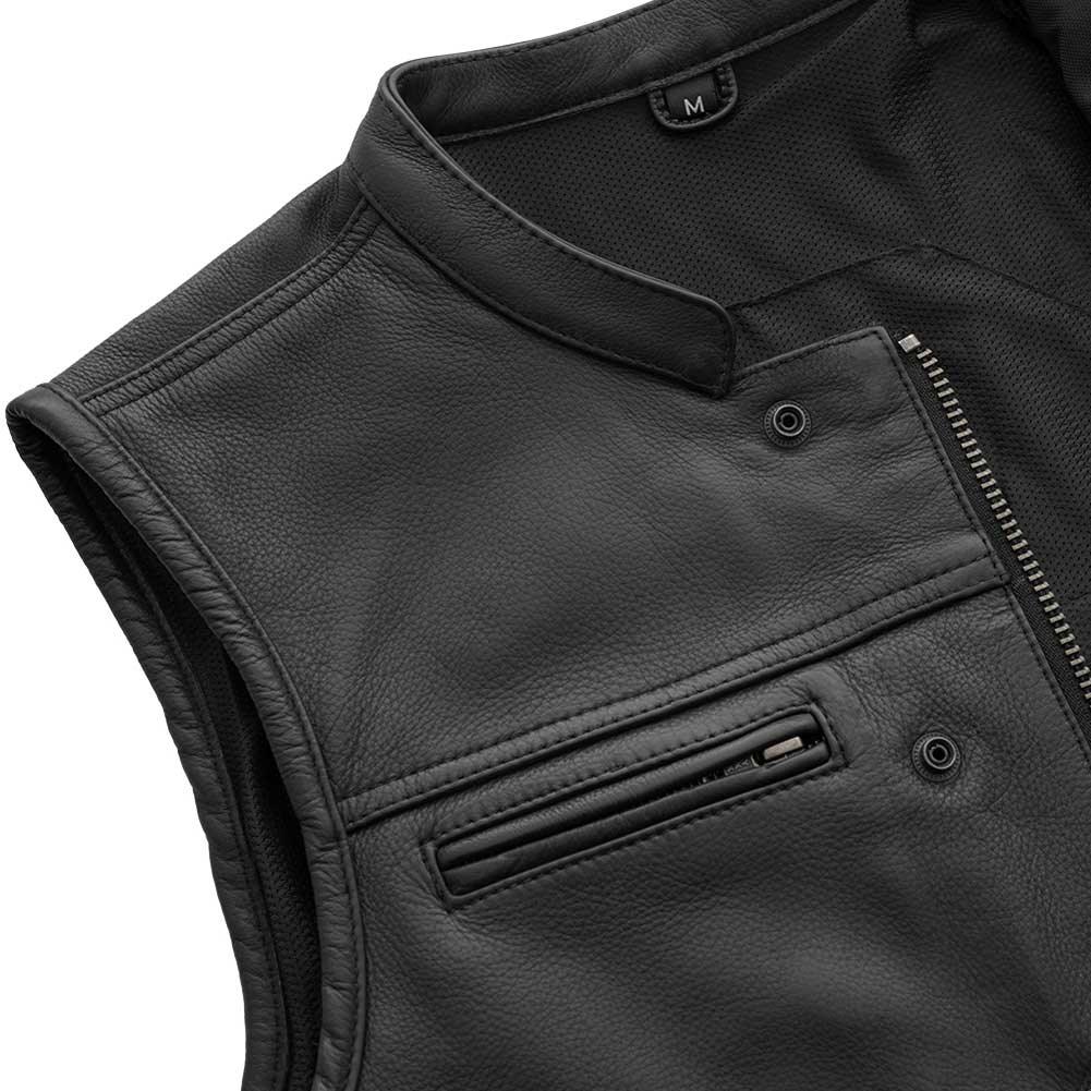 First Mfg Mens Lowrider-LTR Cropped Leather Vest - Legendary USA