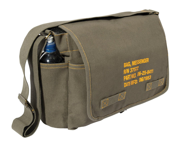 Heavyweight Canvas Classic Messenger Bag With Military Stencil - Legendary USA