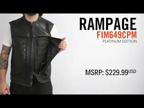 First Mfg Mens Rampage Zippered Concealment Leather Vest