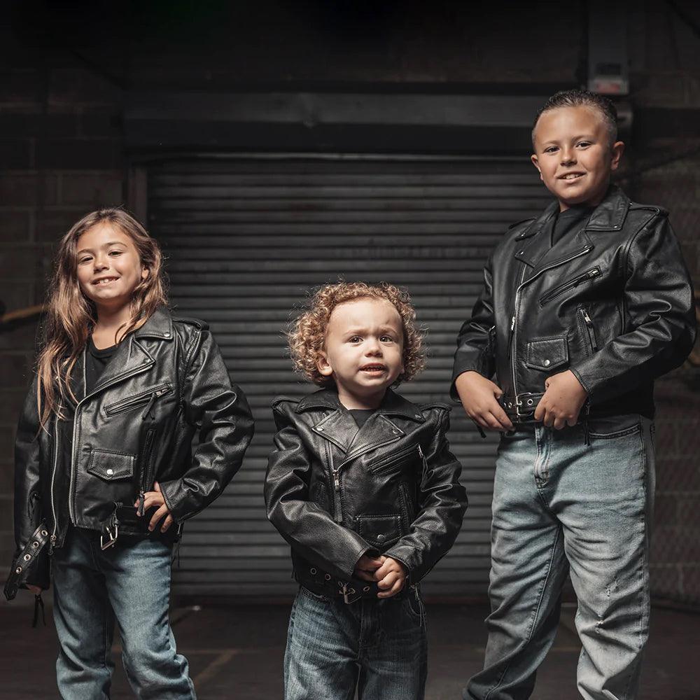 Kids - Cry Baby Motorcycle Leather Jacket by First MFG - Legendary USA