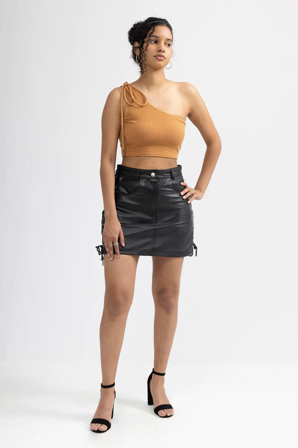 Lacey Fashion Leather Skirt by Whet Blu - Legendary USA