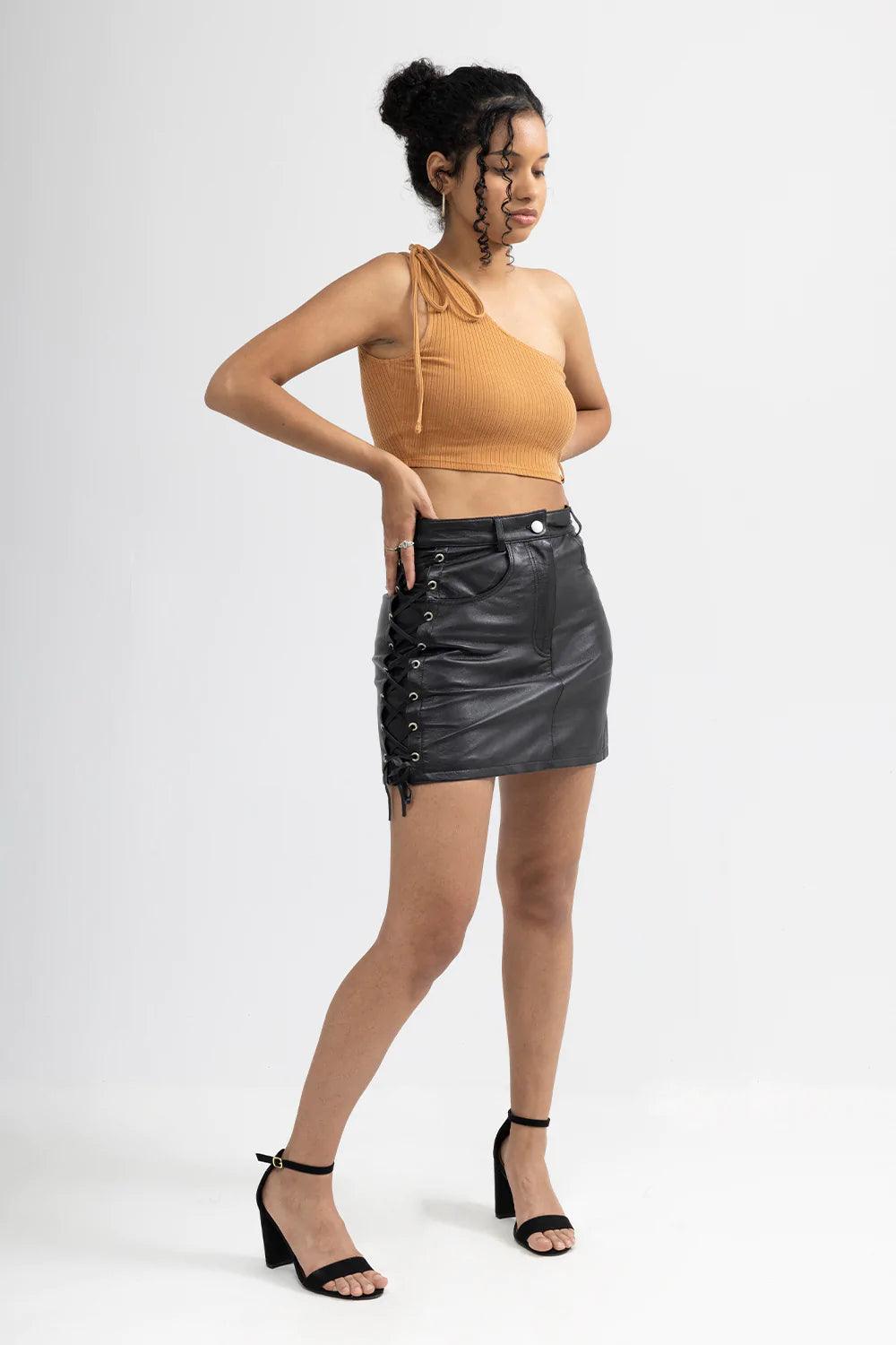 Lacey Fashion Leather Skirt by Whet Blu - Legendary USA