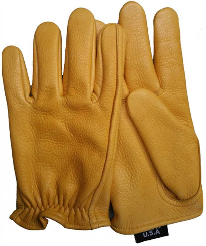 Legendary Mens Gold Deerskin Leather Short Wrist Motorcycle Gloves - Legendary USA