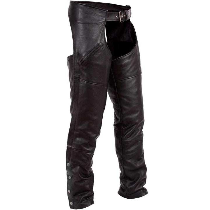 Mens Nomad Leather Motorcycle Chaps by First Mfg - Legendary USA