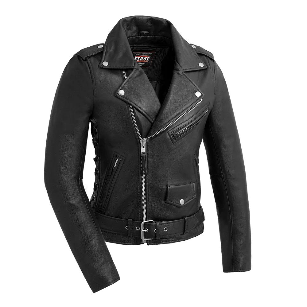 Popstar Women's Motorcycle Leather Jacket by First MFG. - Legendary USA