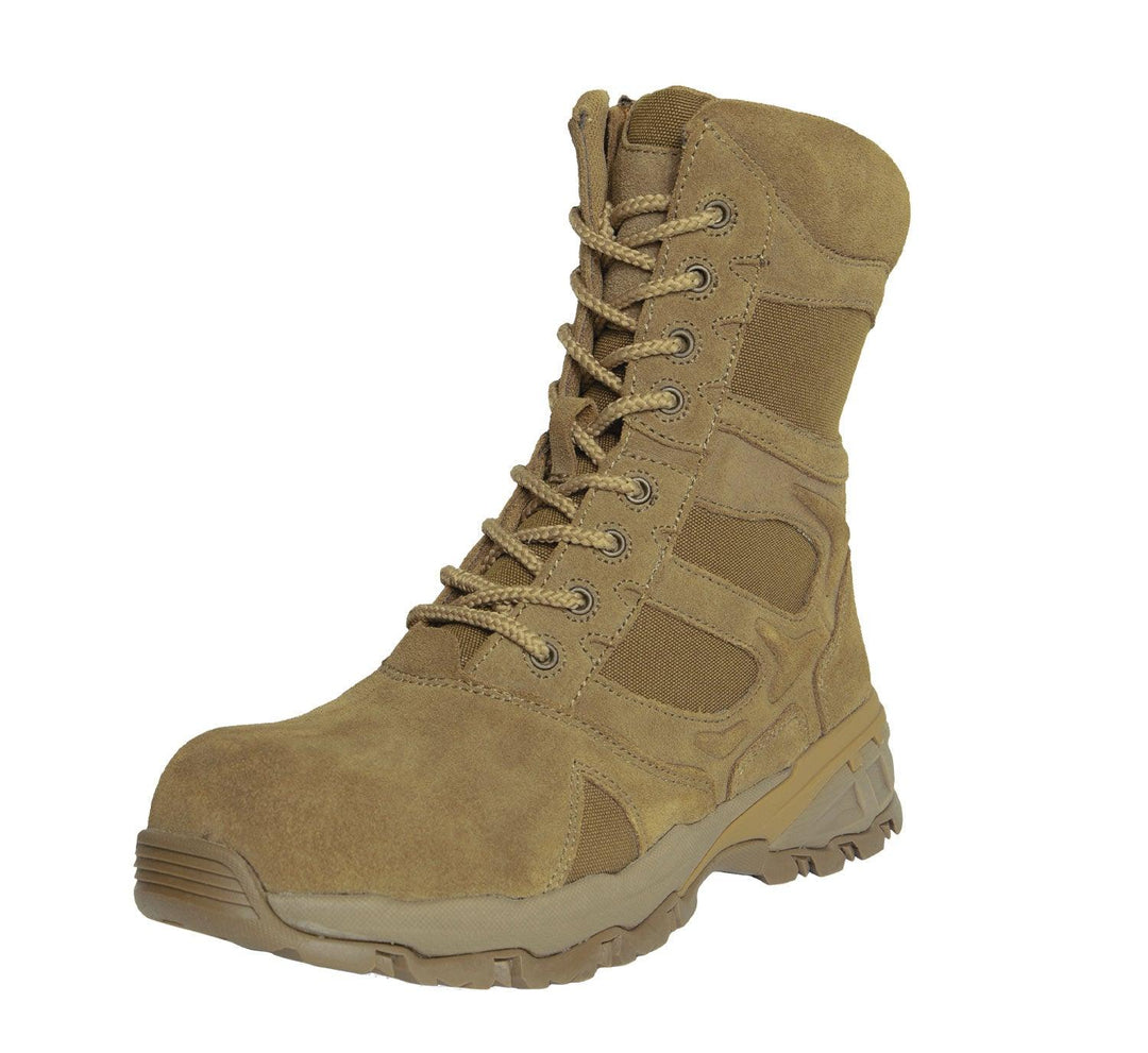 Rothco Forced Entry Composite Toe AR 670-1 Coyote Brown Side Zip Tactical Boot - 8 Inch - Legendary USA