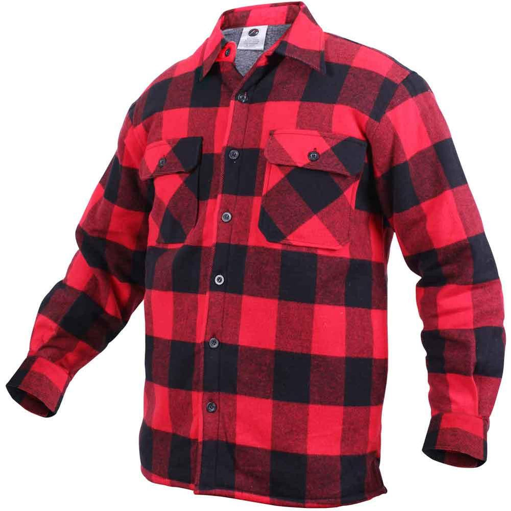 Rothco Men's Extra Heavyweight Buffalo Plaid Sherpa Lined Flannel Shirts - Red - Legendary USA