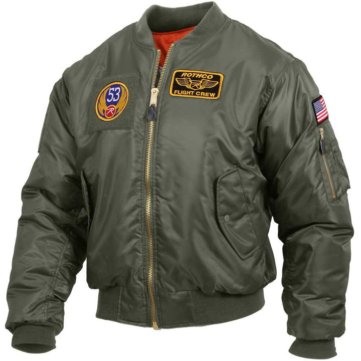 Rothco Mens MA-1 Flight Jacket with Patches - Legendary USA