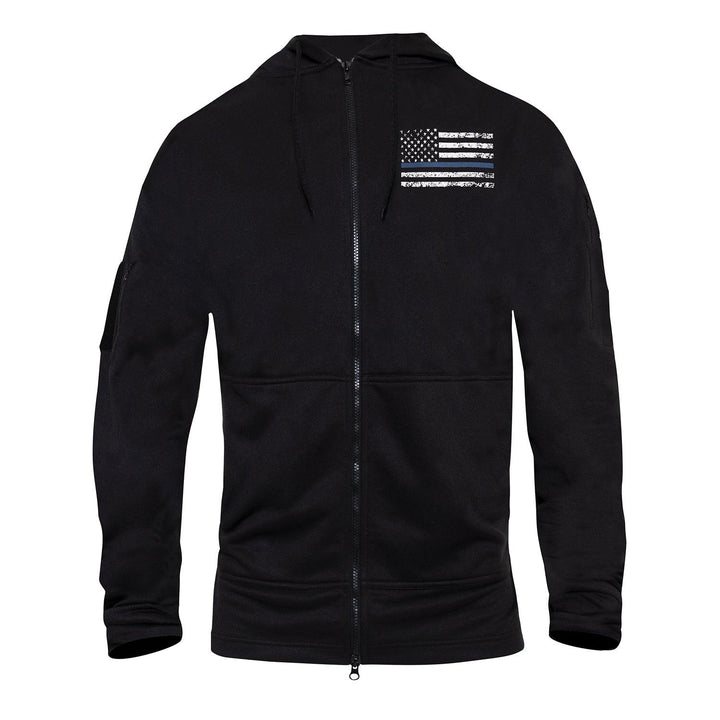 Rothco Thin Blue Line Concealed Carry Zippered Hoodie - Black - Legendary USA