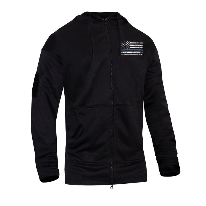 Rothco Thin Blue Line Concealed Carry Zippered Hoodie - Black - Legendary USA