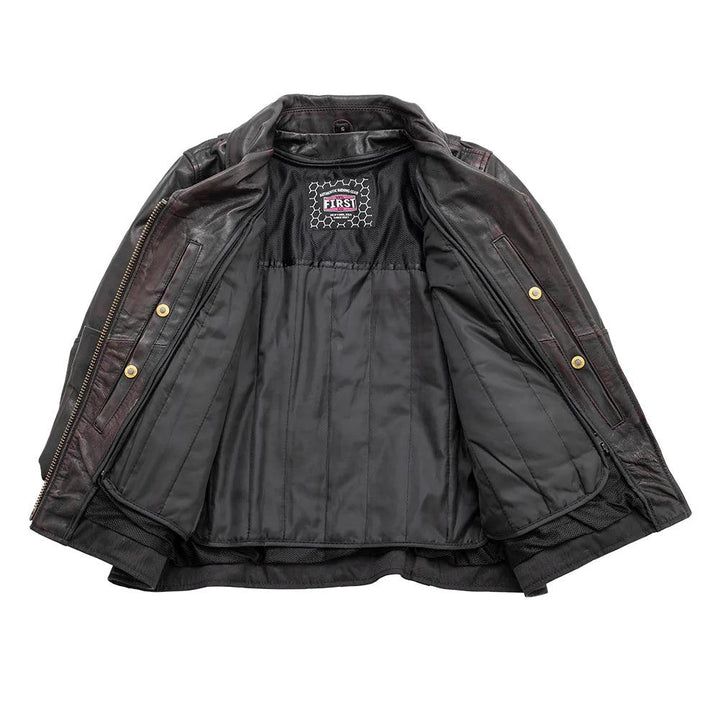 Wildside Women's Motorcycle Leather Jacket by First MFG - Legendary USA